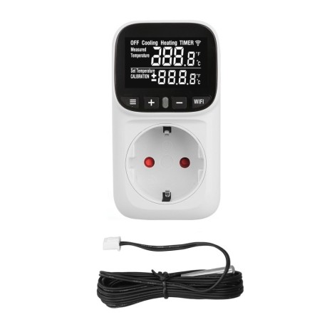 Priza termostat SINOTIMER STC-916L-EU, 16A, 230V, control temperatura incalzire/racire, iluminat, senzor extern, timer, 3680W